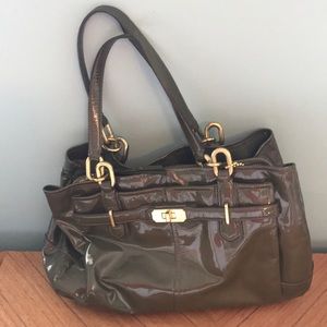 Coach green patent leather handbag